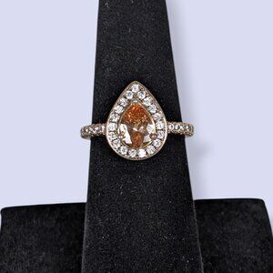 Orange Glass Tear Halo Ring